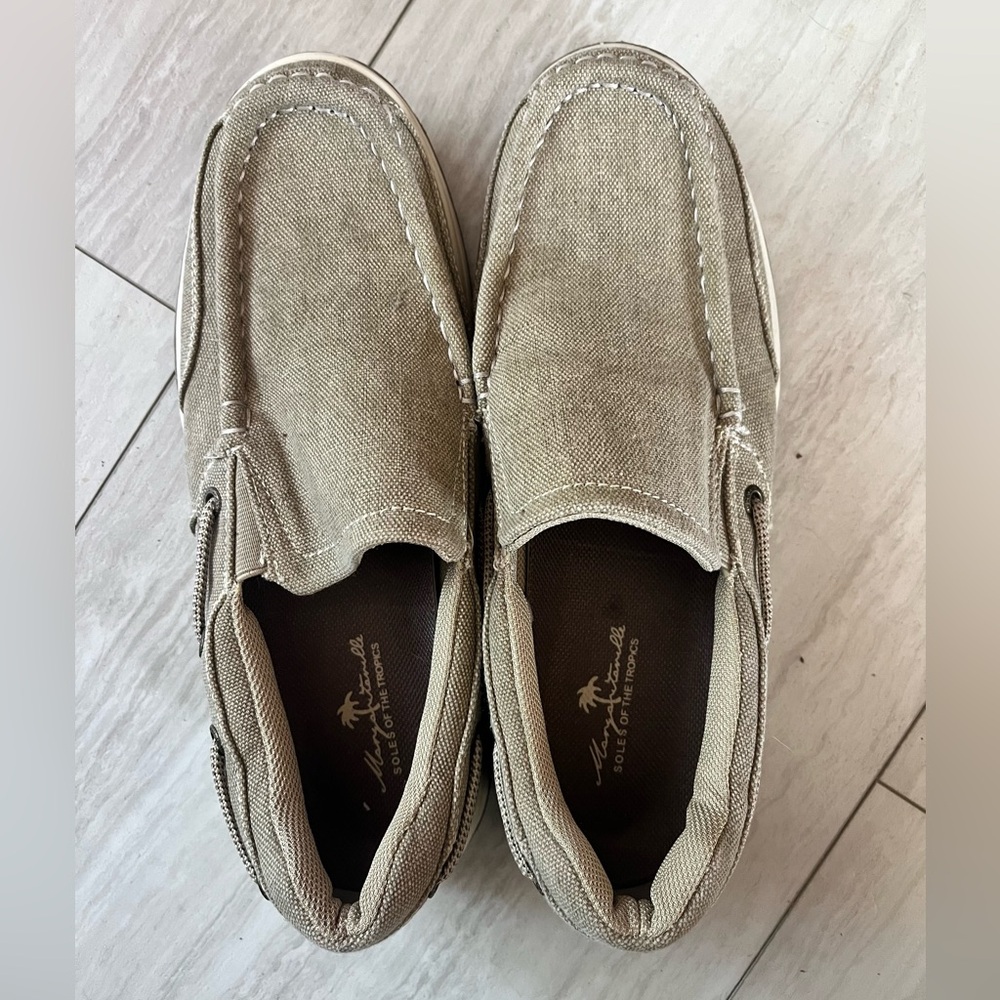 Margaritaville Men's Slip-On Canvas Loafers in Khaki